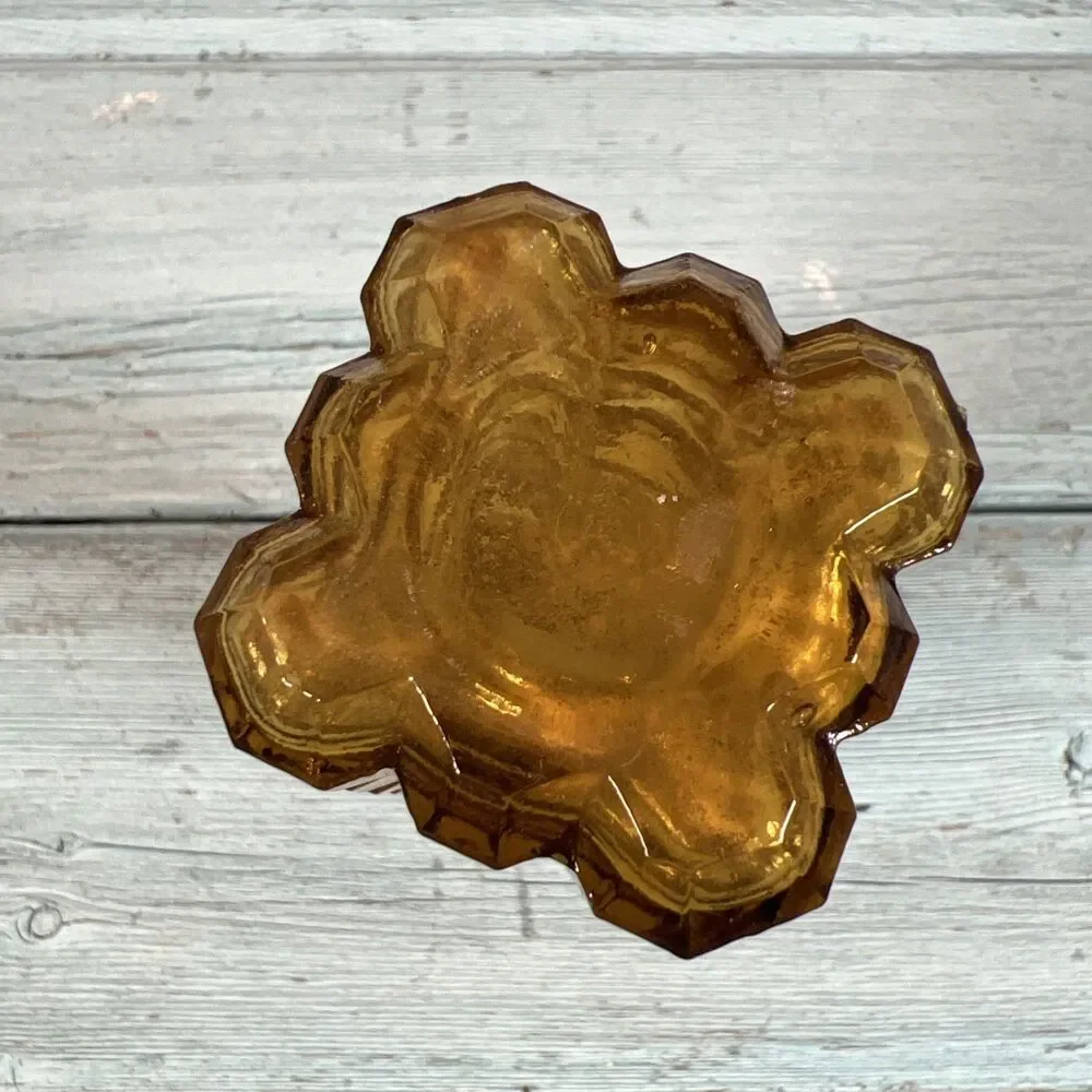 Vintage Mid Century Amber Glass Vases Pair Brutalist Geometric Textured MCM 70s